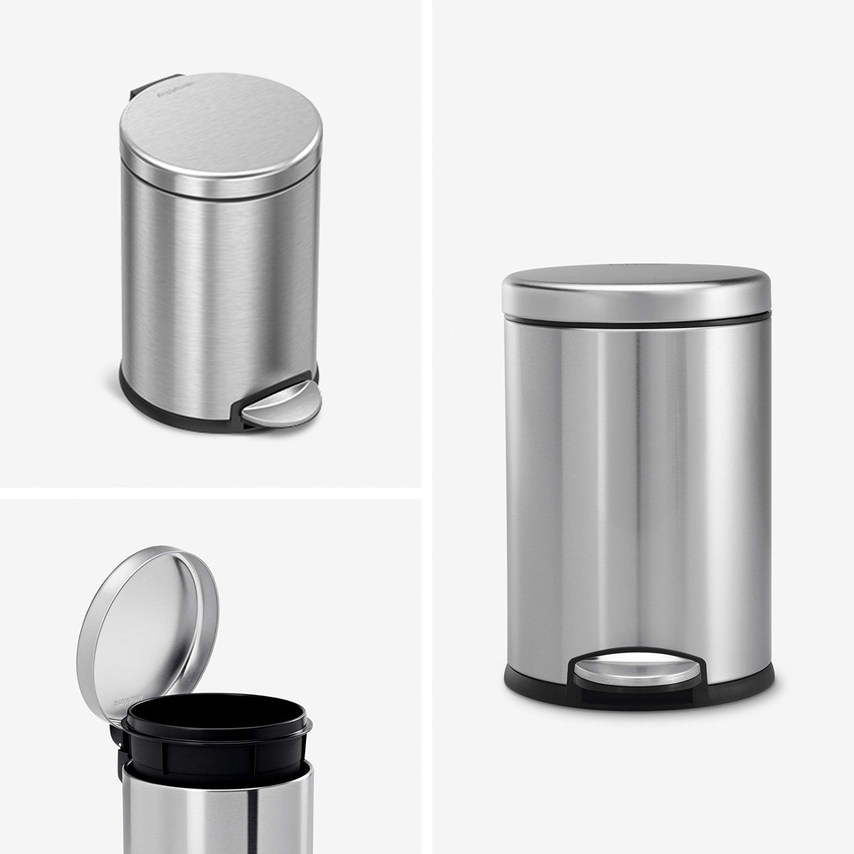 simplehuman 4.5 Liter / 1.2 Gallon Round Bathroom Step Trash Can
